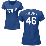 Women's Kansas City Royals John Schreiber ＃46 Roster Name & Number T-Shirt - Royal