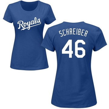 Women's Kansas City Royals John Schreiber ＃46 Roster Name & Number T-Shirt - Royal