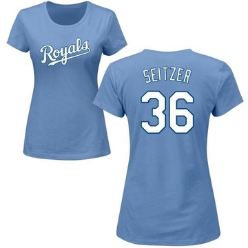 Women's Kansas City Royals Kevin Seitzer ＃36 Roster Name & Number T-Shirt - Light Blue