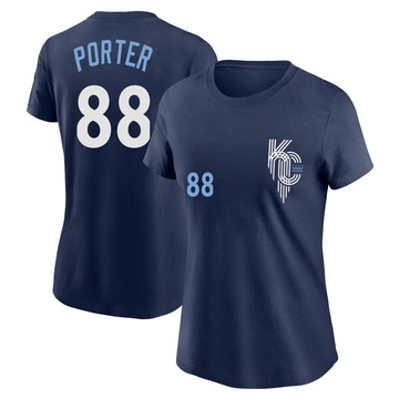 Women's Kansas City Royals Logan Porter ＃88 2022 City Connect Name & Number T-Shirt - Navy