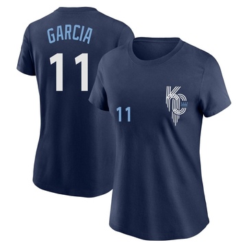 Women's Kansas City Royals Maikel Garcia ＃11 2022 City Connect Name & Number T-Shirt - Navy