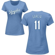 Women's Kansas City Royals Maikel Garcia ＃11 Roster Name & Number T-Shirt - Light Blue