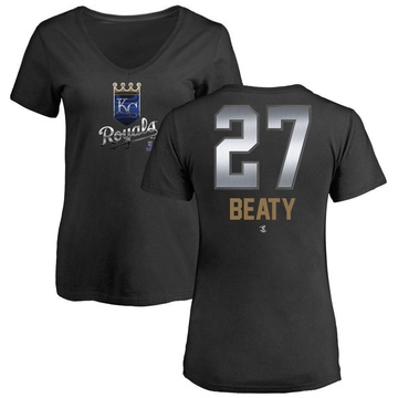 Women's Kansas City Royals Matt Beaty ＃27 Midnight Mascot V-Neck T-Shirt - Black