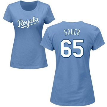 Women's Kansas City Royals Matt Sauer ＃65 Roster Name & Number T-Shirt - Light Blue