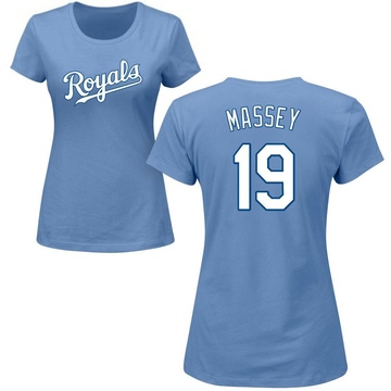 Women's Kansas City Royals Michael Massey ＃19 Roster Name & Number T-Shirt - Light Blue