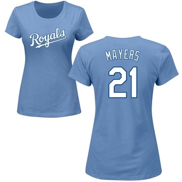 Women's Kansas City Royals Mike Mayers ＃21 Roster Name & Number T-Shirt - Light Blue