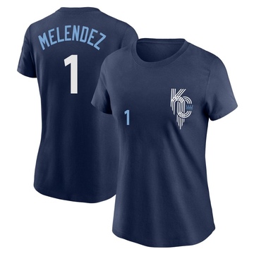 Women's Kansas City Royals MJ Melendez ＃1 2022 City Connect Name & Number T-Shirt - Navy