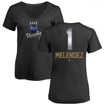 Women's Kansas City Royals MJ Melendez ＃1 Midnight Mascot V-Neck T-Shirt - Black