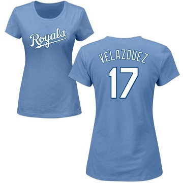 Women's Kansas City Royals Nelson Velazquez ＃17 Roster Name & Number T-Shirt - Light Blue