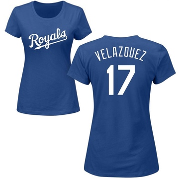 Women's Kansas City Royals Nelson Velazquez ＃17 Roster Name & Number T-Shirt - Royal