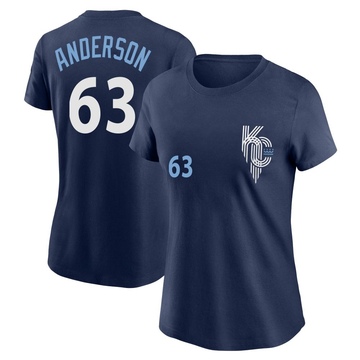 Women's Kansas City Royals Nick Anderson ＃63 2022 City Connect Name & Number T-Shirt - Navy