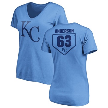 Women's Kansas City Royals Nick Anderson ＃63 RBI Slim Fit V-Neck T-Shirt - Light Blue