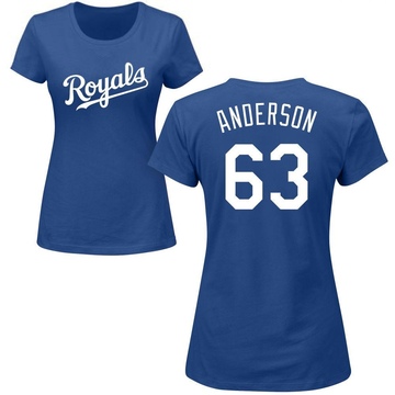 Women's Kansas City Royals Nick Anderson ＃63 Roster Name & Number T-Shirt - Royal