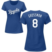 Women's Kansas City Royals Robbie Grossman ＃8 Roster Name & Number T-Shirt - Royal