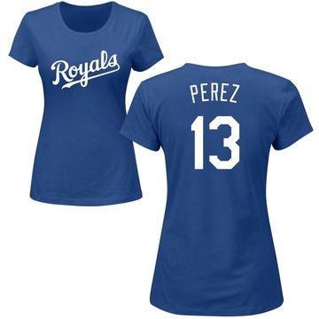 Women's Kansas City Royals Salvador Perez ＃13 Roster Name & Number T-Shirt - Royal