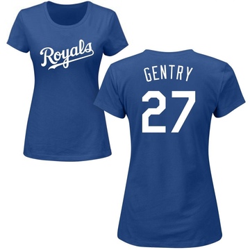 Women's Kansas City Royals Tyler Gentry ＃27 Roster Name & Number T-Shirt - Royal