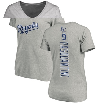 Women's Kansas City Royals Vinnie Pasquantino ＃9 Backer Slim Fit T-Shirt Ash