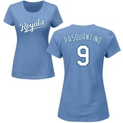 Women's Kansas City Royals Vinnie Pasquantino ＃9 Roster Name & Number T-Shirt - Light Blue