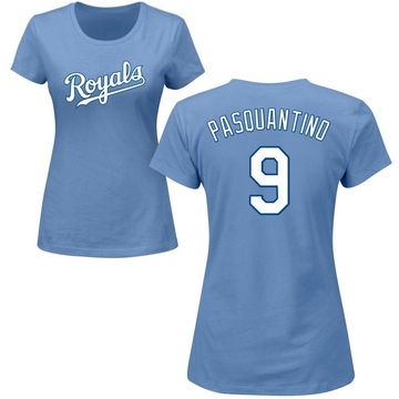 Women's Kansas City Royals Vinnie Pasquantino ＃9 Roster Name & Number T-Shirt - Light Blue