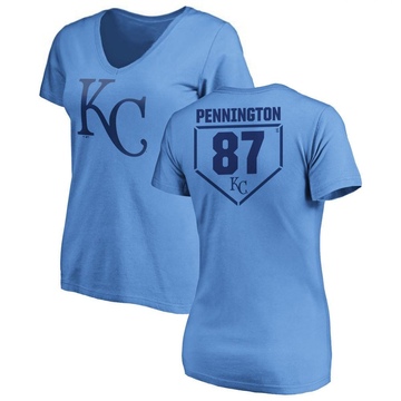 Women's Kansas City Royals Walter Pennington ＃87 RBI Slim Fit V-Neck T-Shirt - Light Blue