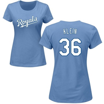 Women's Kansas City Royals Will Klein ＃36 Roster Name & Number T-Shirt - Light Blue