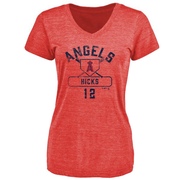 Women's Los Angeles Angels Aaron Hicks ＃12 Base Runner T-Shirt - Red