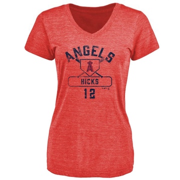 Women's Los Angeles Angels Aaron Hicks ＃12 Base Runner T-Shirt - Red