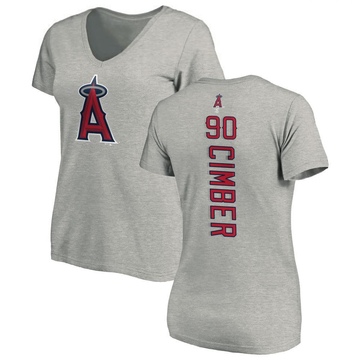 Women's Los Angeles Angels Adam Cimber ＃90 Backer Slim Fit T-Shirt Ash