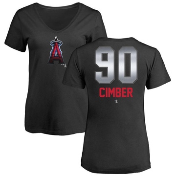 Women's Los Angeles Angels Adam Cimber ＃90 Midnight Mascot V-Neck T-Shirt - Black