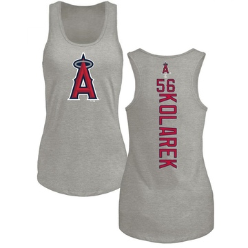 Women's Los Angeles Angels Adam Kolarek ＃56 Backer Tank Top Ash