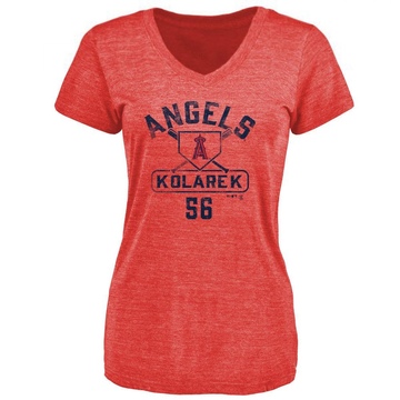 Women's Los Angeles Angels Adam Kolarek ＃56 Base Runner T-Shirt - Red