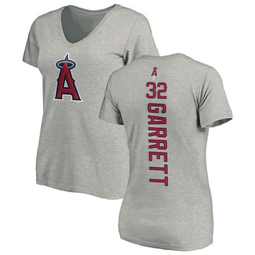 Women's Los Angeles Angels Amir Garrett ＃32 Backer Slim Fit T-Shirt Ash