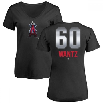 Women's Los Angeles Angels Andrew Wantz ＃60 Midnight Mascot V-Neck T-Shirt - Black