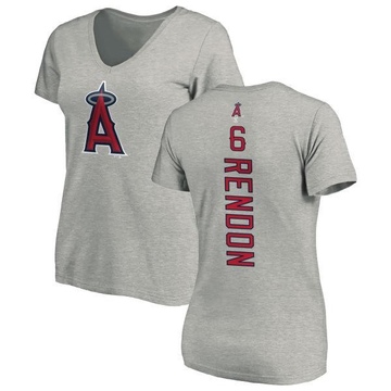 Women's Los Angeles Angels Anthony Rendon ＃6 Backer Slim Fit T-Shirt Ash