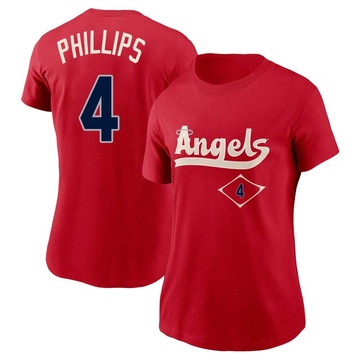 Women's Los Angeles Angels Brett Phillips ＃4 2022 City Connect Name & Number T-Shirt - Red