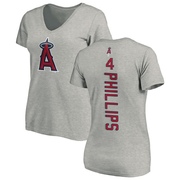 Women's Los Angeles Angels Brett Phillips ＃4 Backer Slim Fit T-Shirt Ash