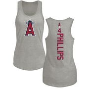 Women's Los Angeles Angels Brett Phillips ＃4 Backer Tank Top Ash