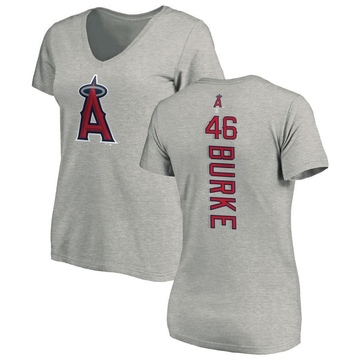 Women's Los Angeles Angels Brock Burke ＃46 Backer Slim Fit T-Shirt Ash