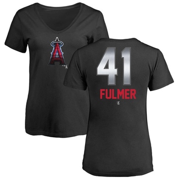 Women's Los Angeles Angels Carson Fulmer ＃41 Midnight Mascot V-Neck T-Shirt - Black