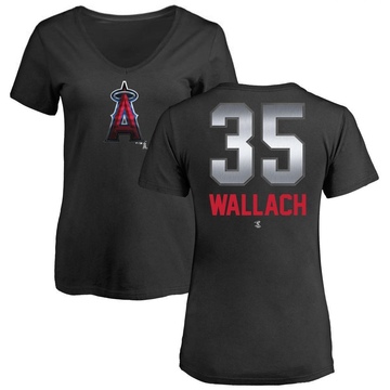 Women's Los Angeles Angels Chad Wallach ＃35 Midnight Mascot V-Neck T-Shirt - Black