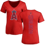 Women's Los Angeles Angels Chase Silseth ＃63 Backer Slim Fit T-Shirt - Red