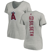 Women's Los Angeles Angels Chase Silseth ＃63 Backer Slim Fit T-Shirt Ash