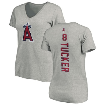 Women's Los Angeles Angels Cole Tucker ＃8 Backer Slim Fit T-Shirt Ash