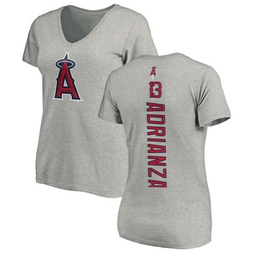 Women's Los Angeles Angels Ehire Adrianza ＃13 Backer Slim Fit T-Shirt Ash