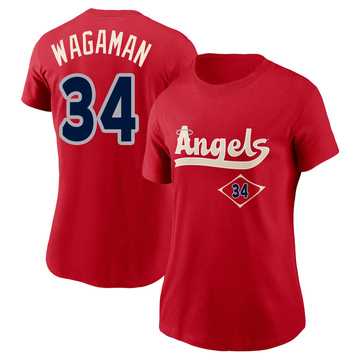 Women's Los Angeles Angels Eric Wagaman ＃34 2022 City Connect Name & Number T-Shirt - Red