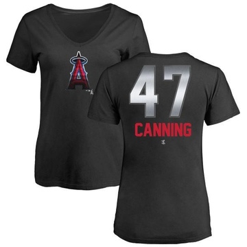 Women's Los Angeles Angels Griffin Canning ＃47 Midnight Mascot V-Neck T-Shirt - Black