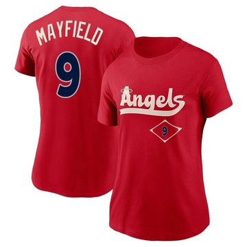 Women's Los Angeles Angels Jack Mayfield ＃9 2022 City Connect Name & Number T-Shirt - Red