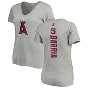 Women's Los Angeles Angels Jaime Barria ＃51 Backer Slim Fit T-Shirt Ash