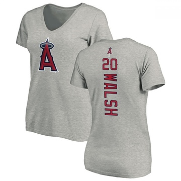 Women's Los Angeles Angels Jared Walsh ＃20 Backer Slim Fit T-Shirt Ash