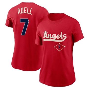 Women's Los Angeles Angels Jo Adell ＃7 2022 City Connect Name & Number T-Shirt - Red